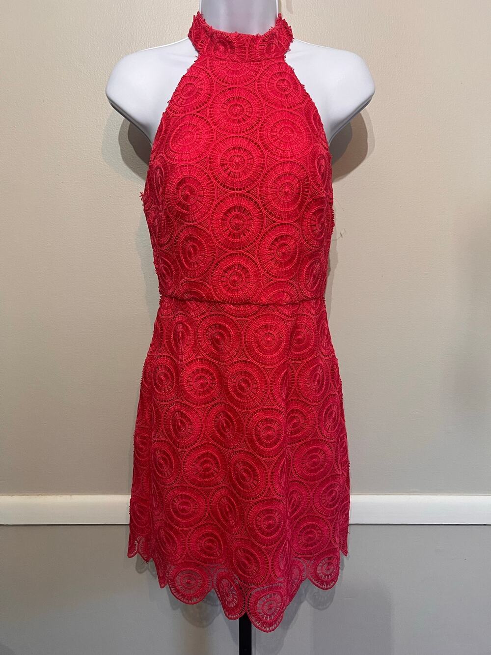 Trina Turk Sample Pink Lace Halter Cocktail Dress No Size Tag XS One of a kind!